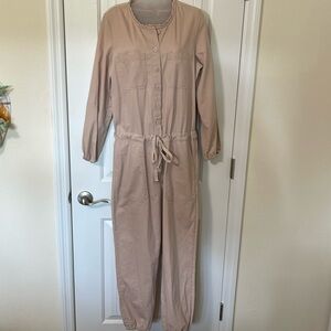 Aerie Utility Jumpsuit One Piece Blush Button Front. Size Medium.